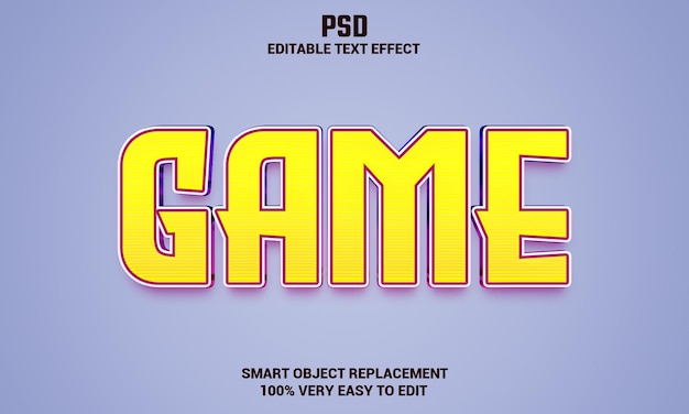 Game 3d editable text effect with background Premium Psd