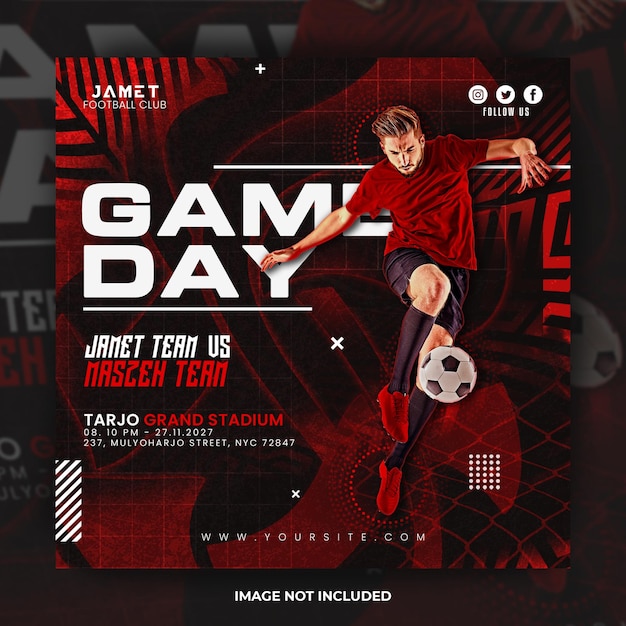 Game day football tournament social media post or banner template