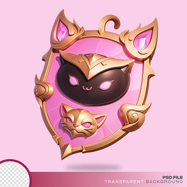 PSD a game icon of a pink shield with a cat in the middle and a pink background psd file