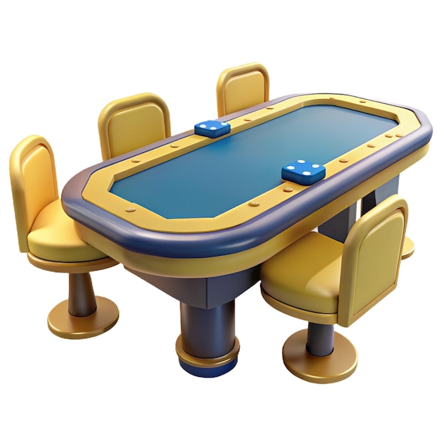 a game table with a pool table and chairs with a blue top