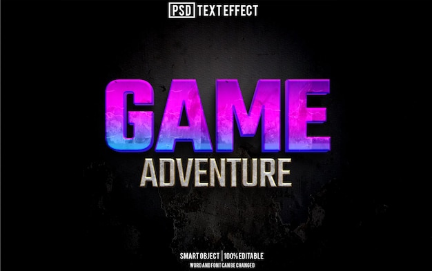 PSD game text effect font editable typography 3d text