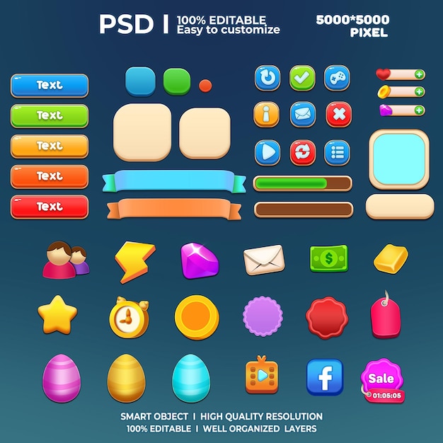 PSD game ui kit game ui elements game ui buttons game interface game icon game ui buttons 2d art