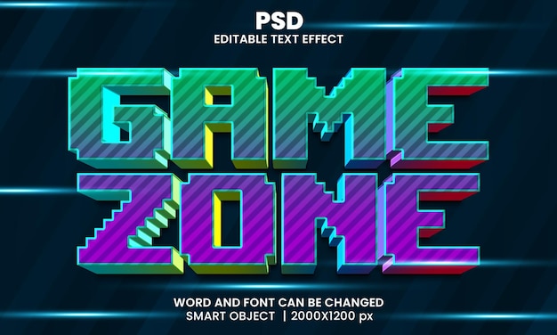 Game zone 3d editable photoshop text effect style with background