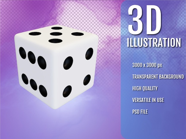 Gamecube white dice 3d render