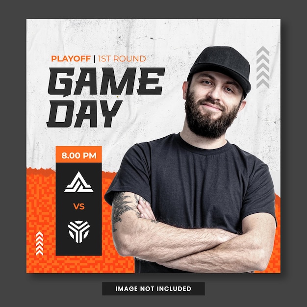 Gameday esport gaming white and orange paper social media template