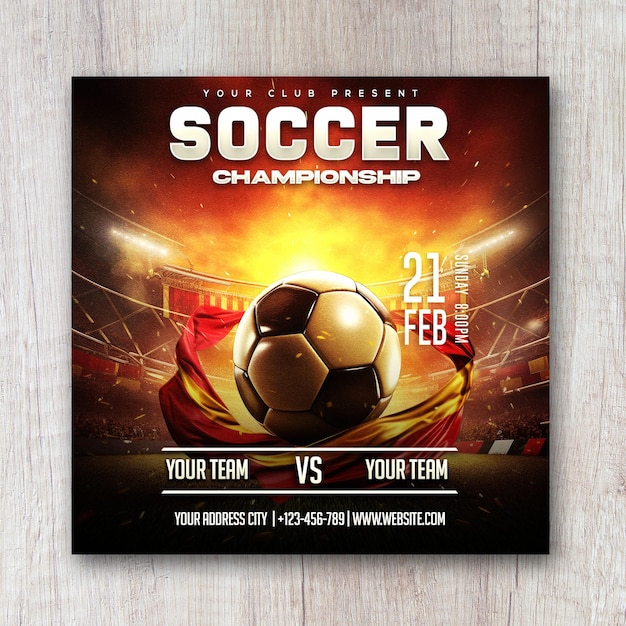 PSD gameday soccer football club square social media banner or flyer