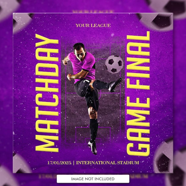 Gameday soccer football schedule club square social media banner or flyer