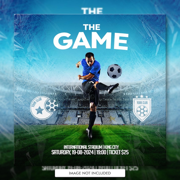 Gameday soccer football schedule club square social media banner or flyer