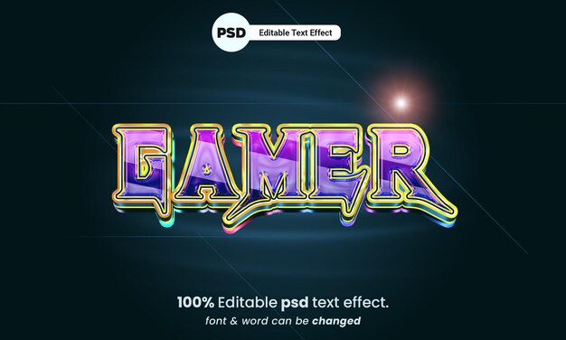 Gamer 3d editable psd gamer text effect