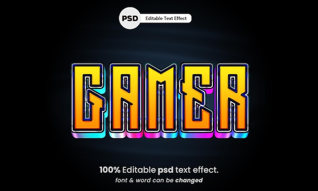 PSD gamer 3d editable psd gamer text effect