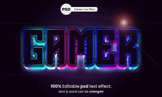 PSD gamer 3d editable psd gamer text effect