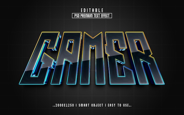 Gamer 3d Editable Text Effect Style Template With Background