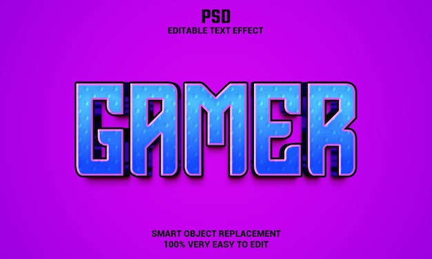 Gamer 3d editable text effect with background Premium Psd