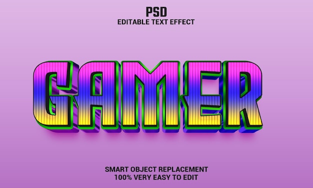 Gamer 3d editable text effect with background Premium Psd