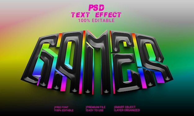 PSD gamer 3d text effect psd file