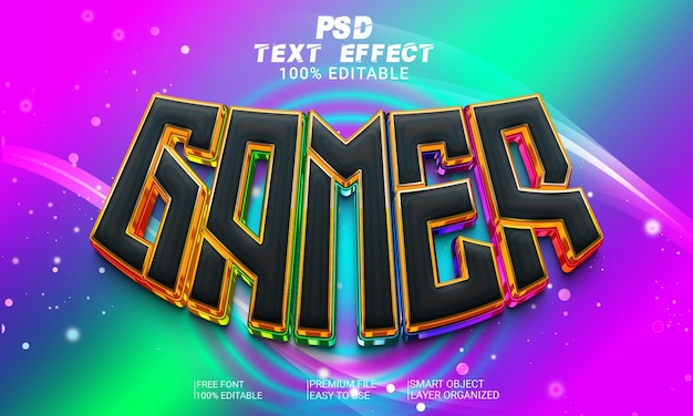 Gamer 3D Text Effect PSD File