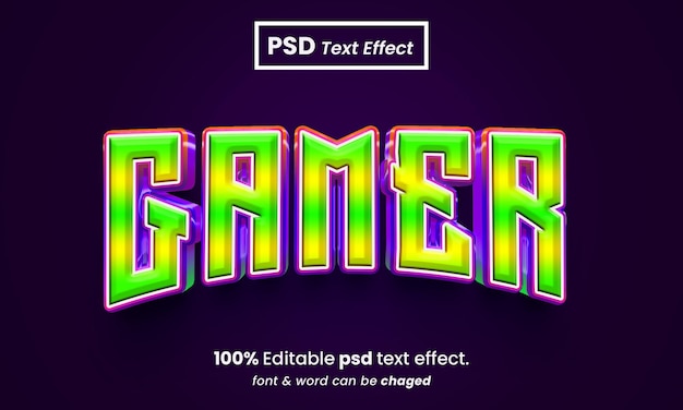 Gamer colorful premium 3d editable psd text effect