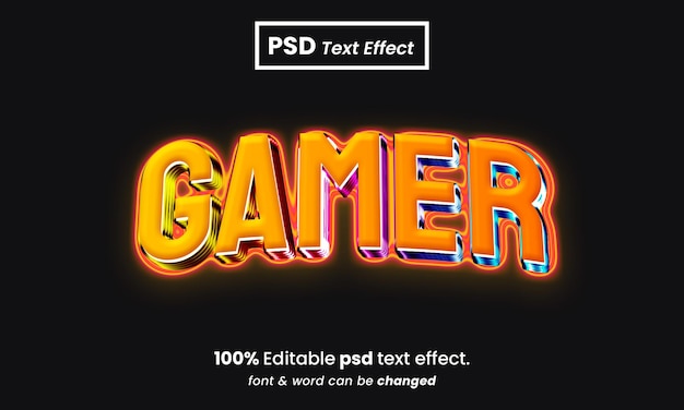 Gamer editable 3d text effect