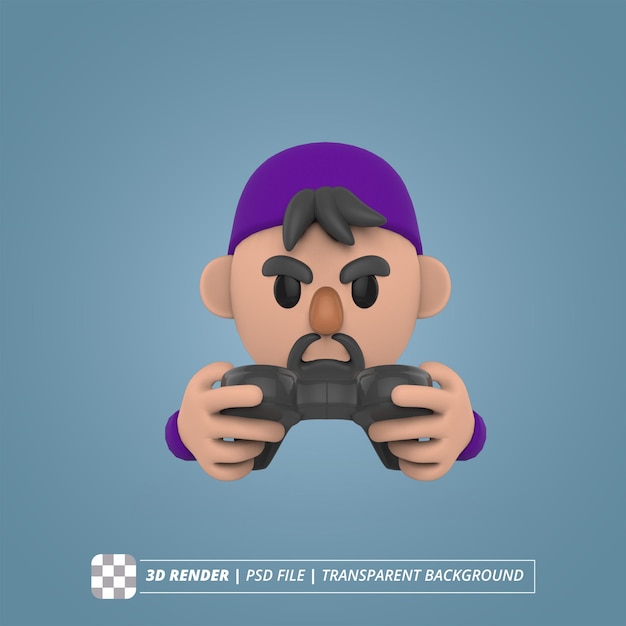 GAMER HEAD 3D RENDER ISOLATED IMAGES