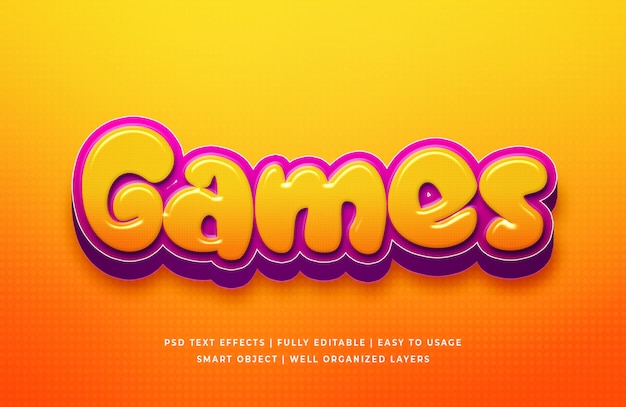 Games Cartoon 3d Text Style Effect