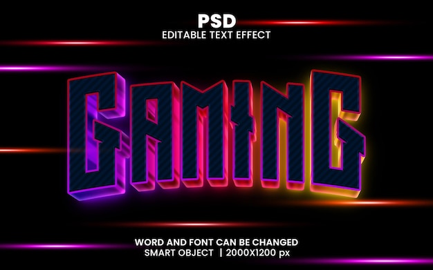 Gaming 3d editable photoshop text effect style with background