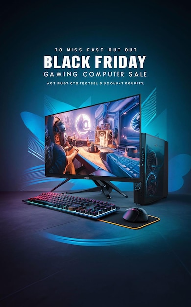 Gaming Computer Black Friday Super Sale Social Media Post Design Template