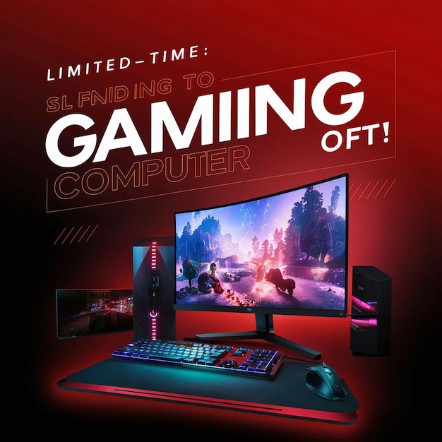 Gaming Computer Black Friday Super Sale Social Media Post Design Template