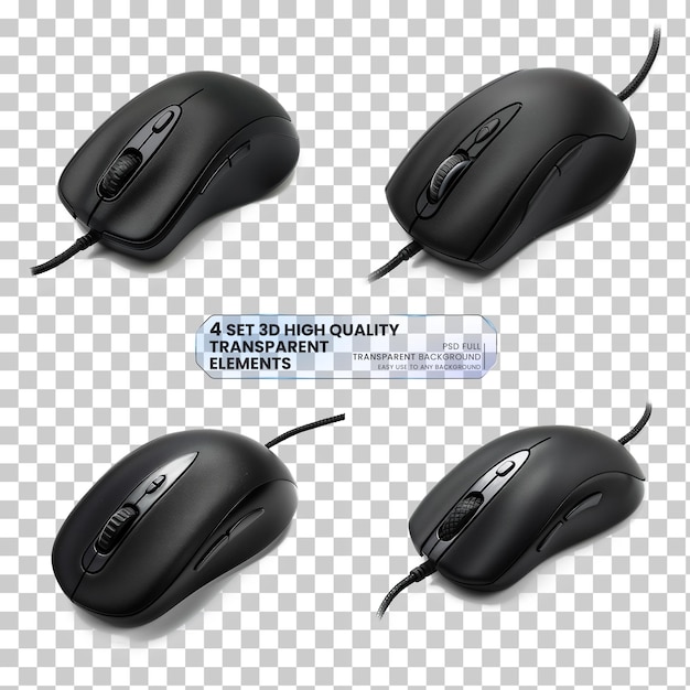 PSD gaming computer mouse png isolated on transparent background