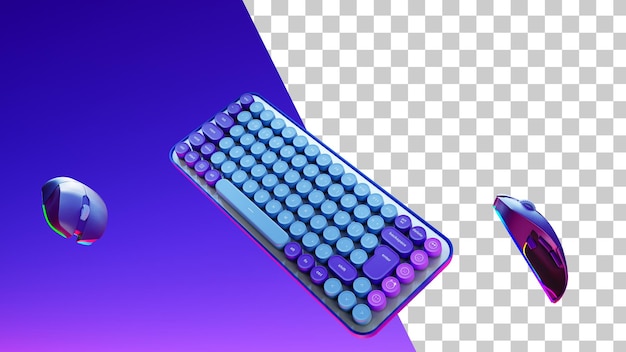 Gaming equipment for gamers 3d render Mouse and keyboard Gamer gears Banner for advertising