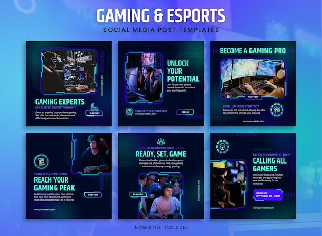 PSD gaming and esports post templates social media banners for instagram and facebook