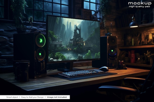 PSD gaming monitor mockup