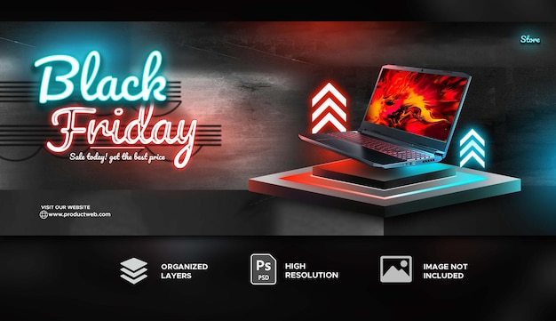 PSD gaming pc black friday sale promotion banner