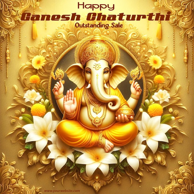 Ganesh Chaturthi puja happy wishes template