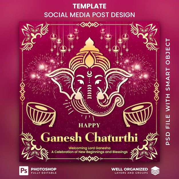 PSD ganesh chaturthi social media post designs