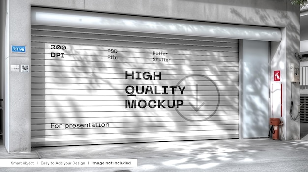 Garage door mockup Roller shutter shop display