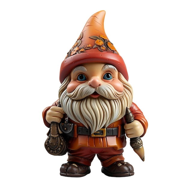 Garden gnome isolated on the transparent background created with generative AI