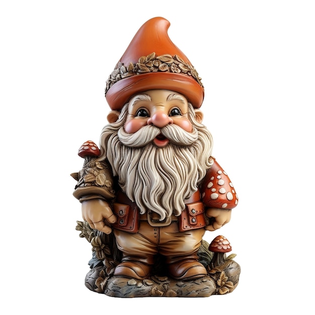 Garden gnome isolated on the transparent background created with generative AI