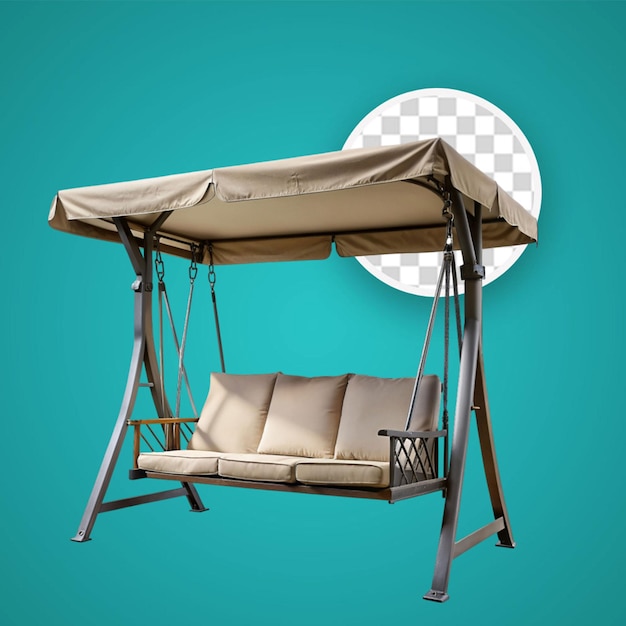 Garden swing chair with canopy isolated on transparent background