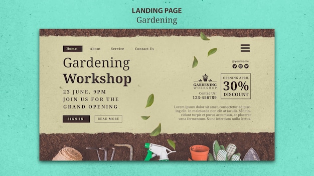 Gardening landing page template design