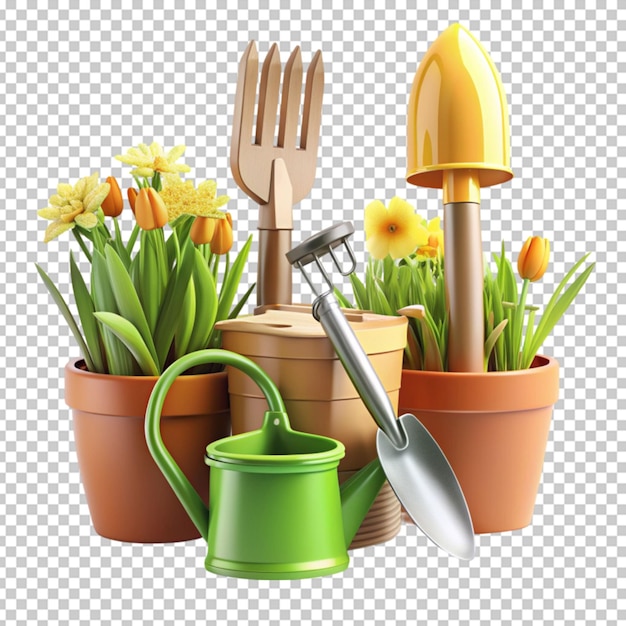 PSD gardening tools for spring planting 3d icon