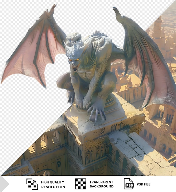 PSD gargoyle 3d model with transparent background