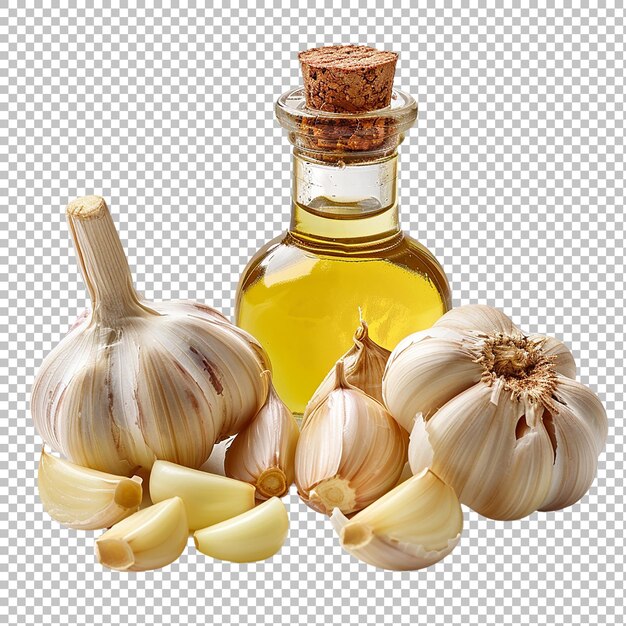 PSD garlic bulbs with sliced cloves on white background