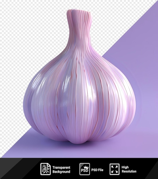 garlic in a vase on a purple background