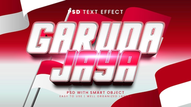 Garuda jaya 3d editable text effect special indonesia independence day