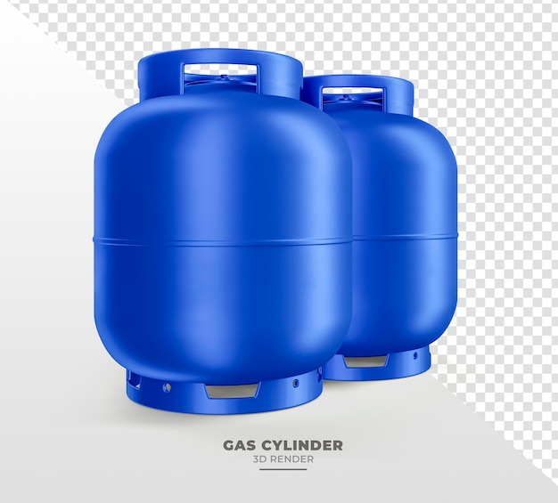 Gas cylinder isolated on transparent background in realistic 3d render