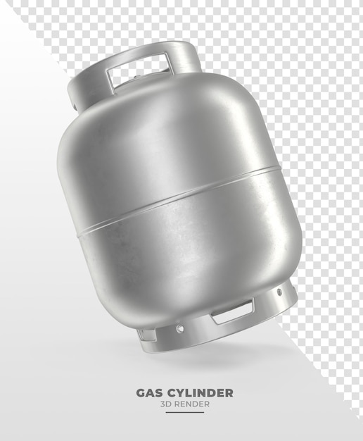 Gas cylinder isolated on transparent background in realistic 3d render