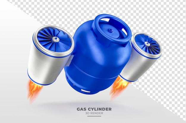 Gas cylinder isolated on transparent background in realistic 3d render