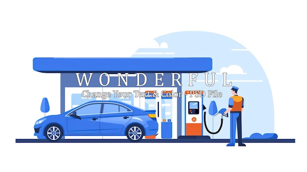 PSD gas station illustration