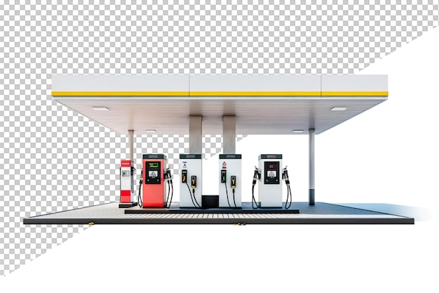 PSD a gas station with a picture of a gas station and a drawing of a gas station