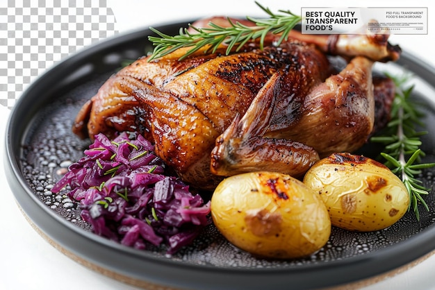 PSD gasesteg danish roast goose with red cabbage on transparent background